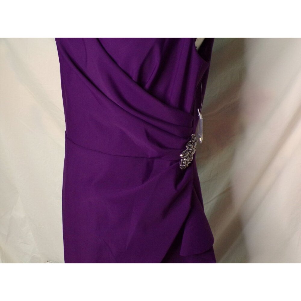 🆕ALEX EVENINGS Side Ruched Embellished Cocktail Dress Purple 14 - Picture 10 of 11